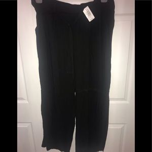 Black Challis Tie Front Wide Leg Pant NWT